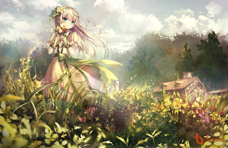 Kết quả hình ảnh cho anime cánh đồng hoa